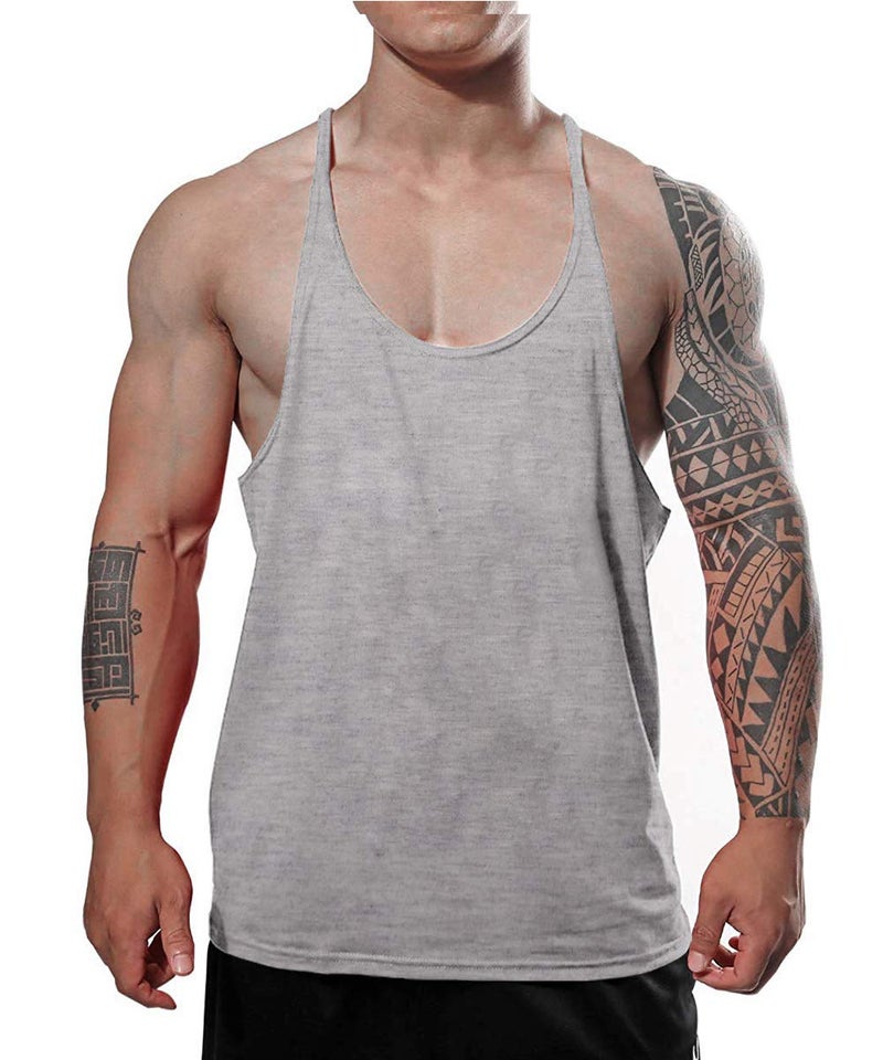 JEEING GEAR Men's Stringer Bodybuilding Workout Gym Tank Tops Y Back Cotton Color Black White Gray 3pc Size XL - Image 4